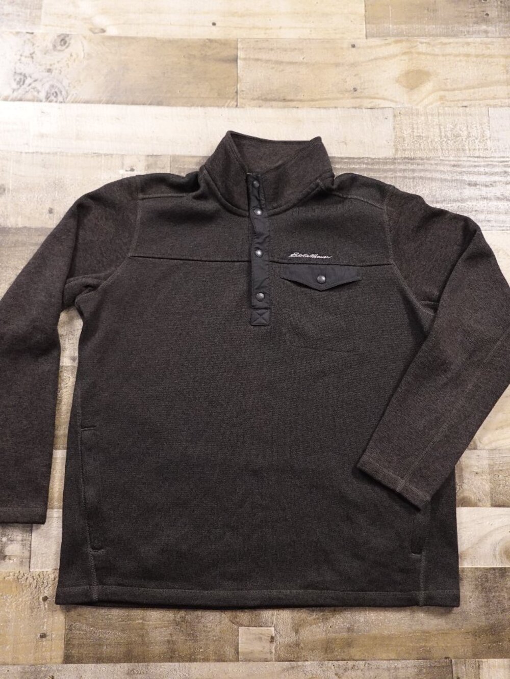 Eddie Bauer Snap Button Pullover Fleece‎ Men’s 2XL Charcoal Black Outdoor Casual